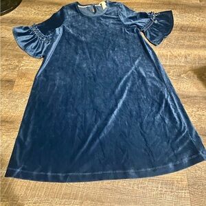 Matilda Jane Party In Blue Velour Dress Wonderment Holiday #30024D